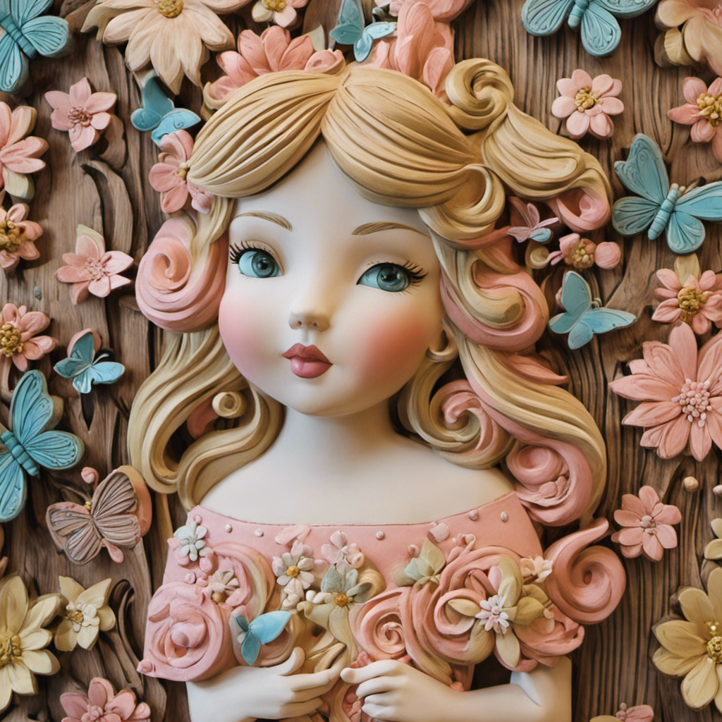 An image showcasing Cindy Lou Who Wood Decor: A whimsical wooden wall art featuring hand-carved dainty daisies, delicate butterflies, and intricate swirls, all painted in pastel hues, emanating a charming, fairy-tale-like ambiance