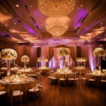 An image showcasing an elegantly decorated wedding reception venue, adorned with delicate floral centerpieces, shimmering fairy lights, flowing drapes, and glistening table settings, inviting readers to explore the importance of tipping for such exquisite decor