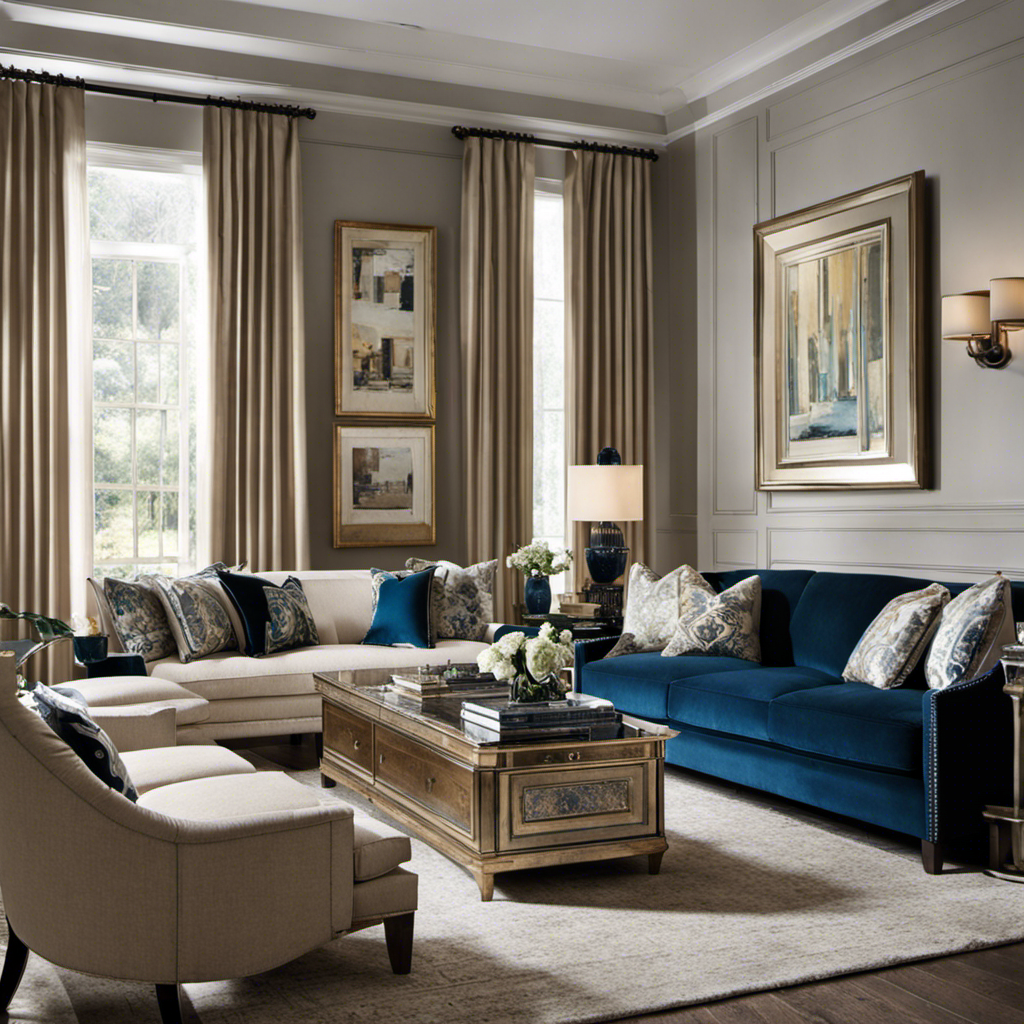 An image that showcases a beautifully styled living room with a variety of drapery options