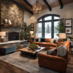 An image depicting a couple standing in a cozy living room, harmoniously blending contrasting design styles