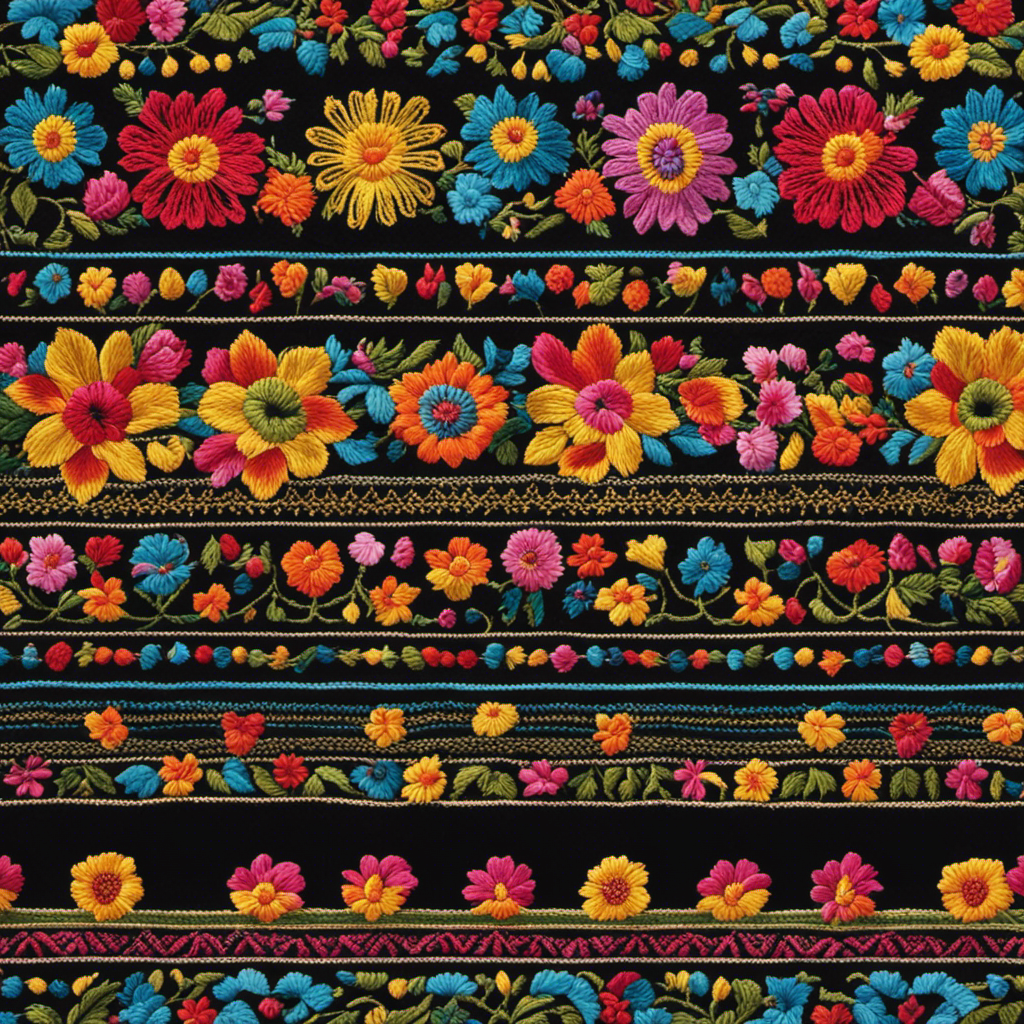 An image showcasing a hands-on guide to decorating a vibrant Pollera Ecuatoriana pattern