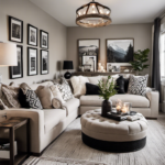An image showcasing a cozy living room with a neutral color palette