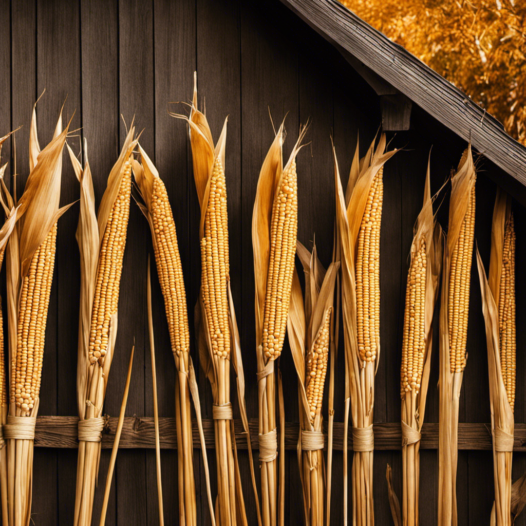 An image capturing the enchanting process of drying corn stalks for decor