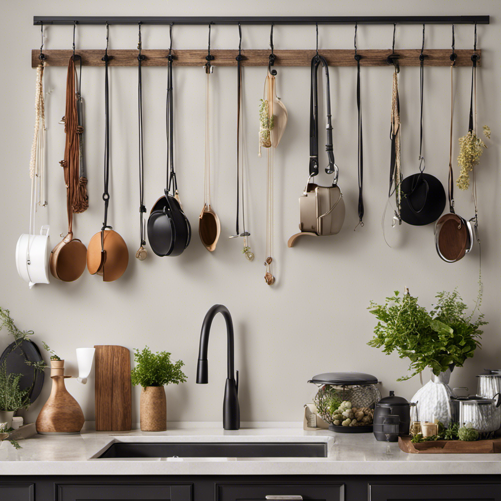 An image showcasing a variety of alternative methods for hanging decor, such as adhesive hooks, tension rods, and wire systems