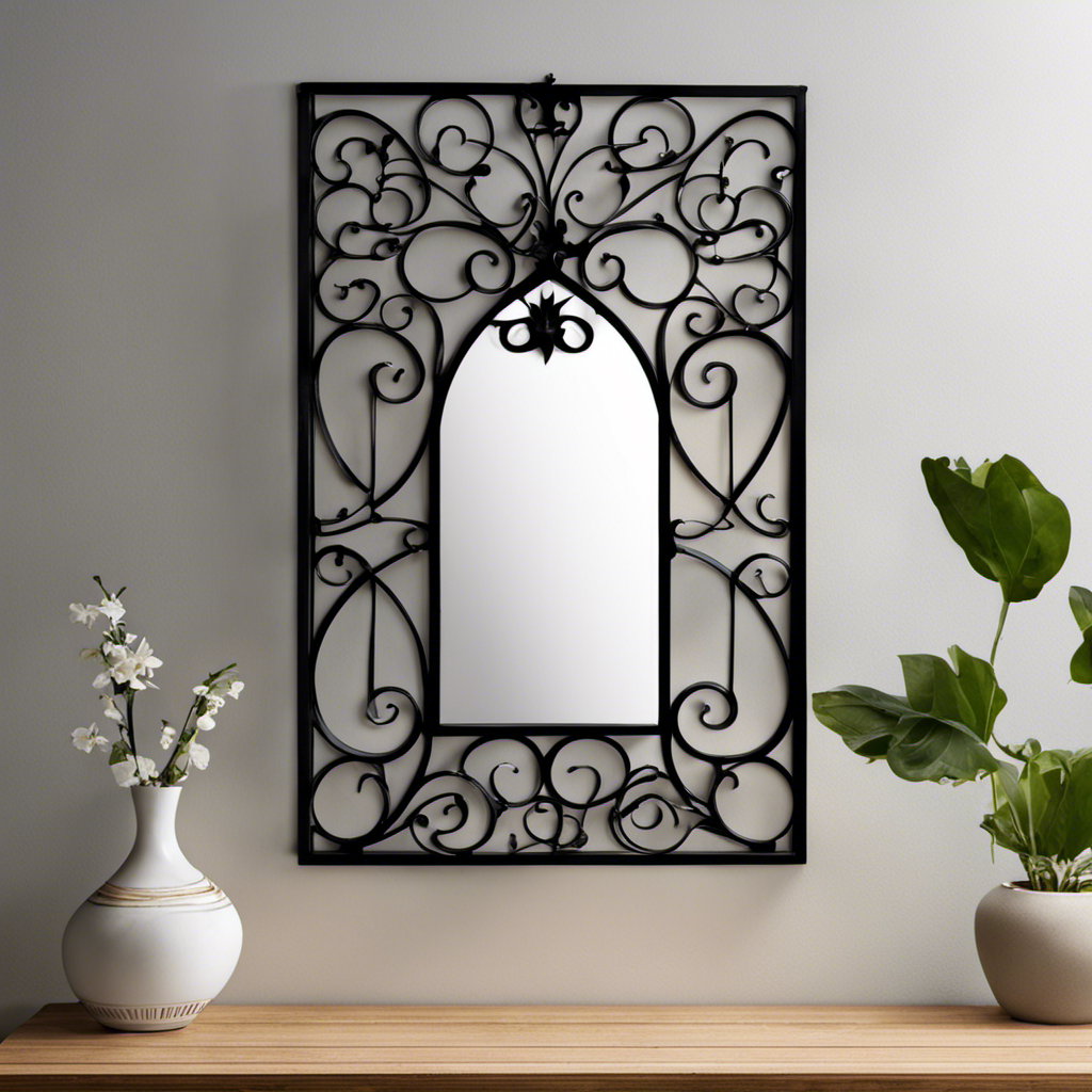 An image showcasing a step-by-step guide on hanging wrought iron wall decor