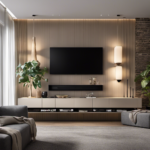 An image showcasing a stylish living room with a chic wall-mounted TV