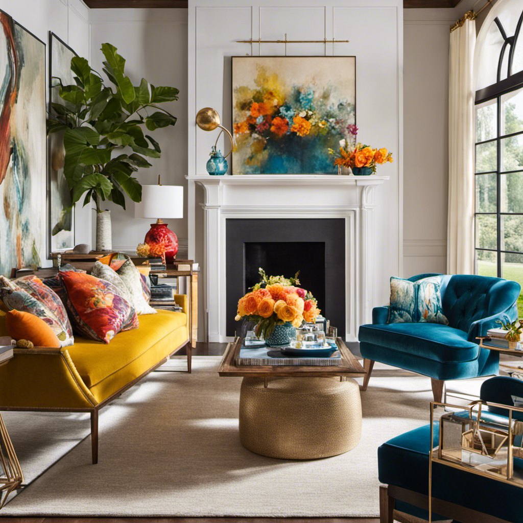 A striking image showcasing a beautifully styled living room with a vibrant color palette, carefully curated accessories, and an inviting layout, all highlighting the secrets to boosting home decor sales