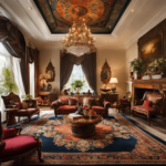 An image showcasing a vibrant, artistic setting with an assortment of elegant furniture pieces, ornate wall hangings, and intricately patterned rugs, all meticulously arranged to illustrate the correct spelling of "decor