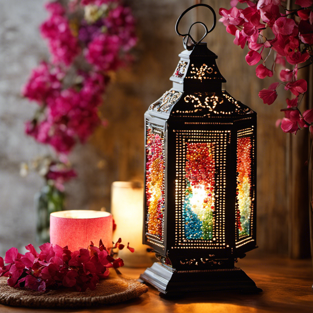 An image showcasing a step-by-step guide on adorning a lantern for indoor use with beads