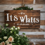 An image showcasing a rustic wooden sign that reads "It Is What It Is," adorned with delicate floral accents and hanging against a weathered brick wall, adding a touch of charm to any space