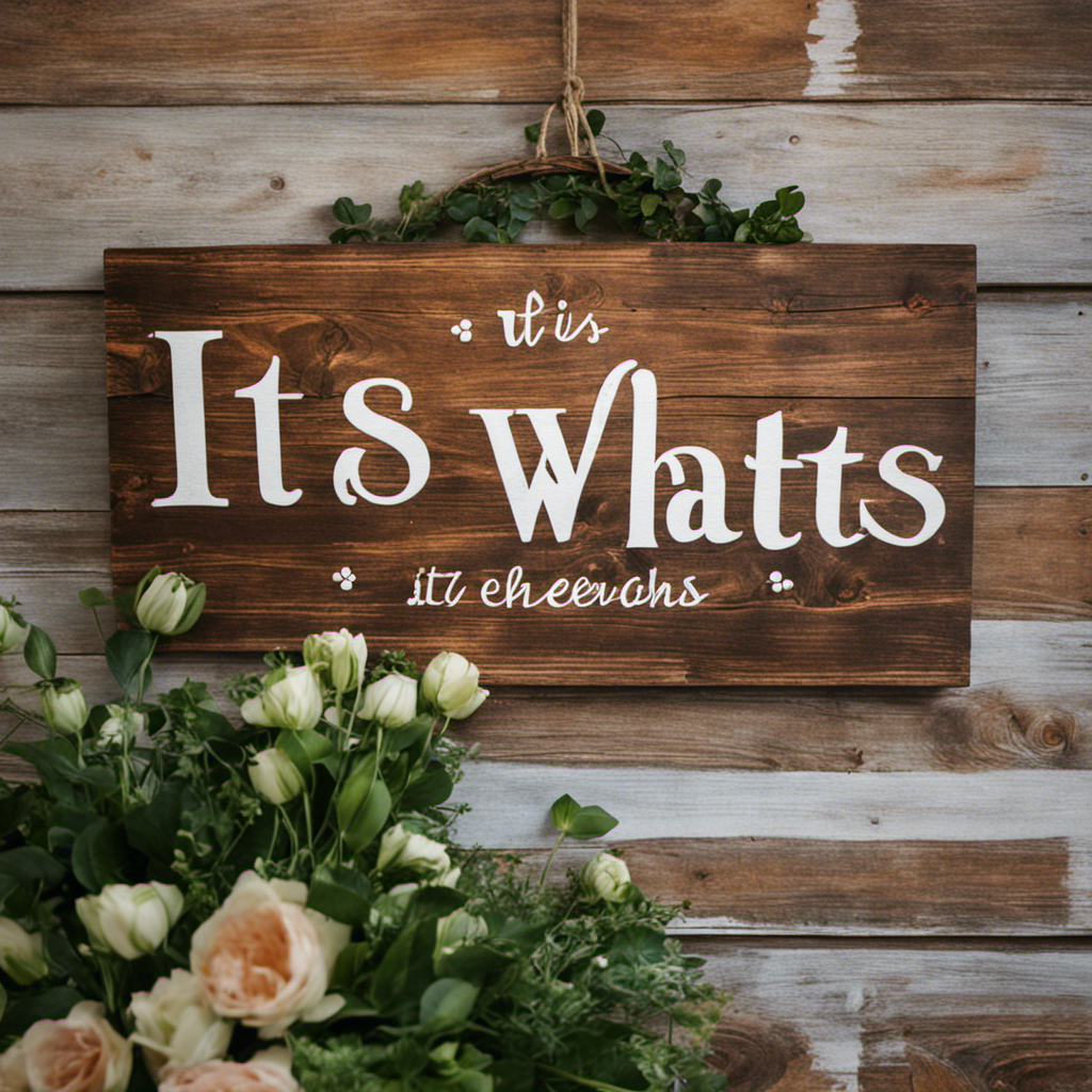 An image showcasing a rustic wooden sign that reads "It Is What It Is," adorned with delicate floral accents and hanging against a weathered brick wall, adding a touch of charm to any space