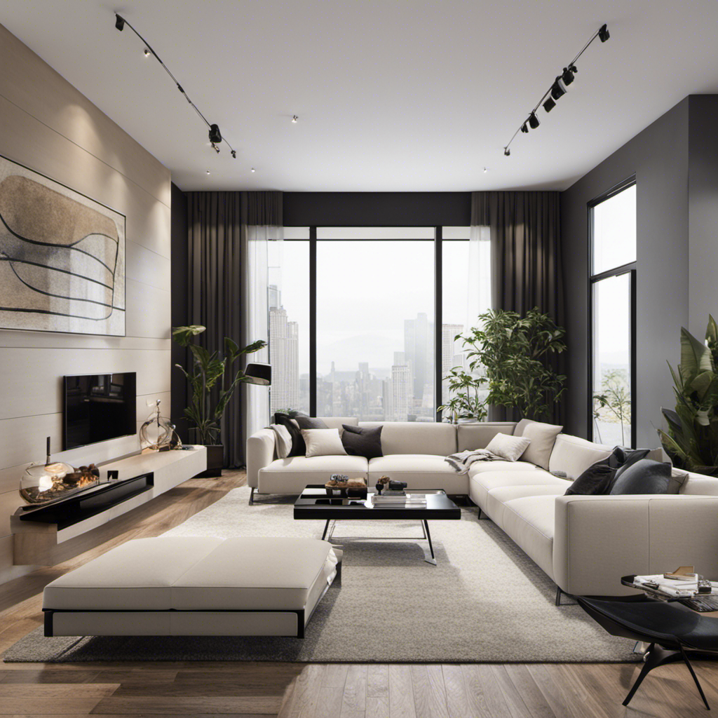 An image showcasing a minimalist living room with clean lines, neutral colors, and sleek furniture, exuding a sense of simplicity and tranquility, perfectly embodying the essence of contemporary home decor style