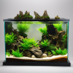 An image showcasing a vibrant, spacious aquarium with live plants, soft substrate, and a variety of caves and driftwood, offering bettas an ideal environment enriched with hiding spots and areas to explore