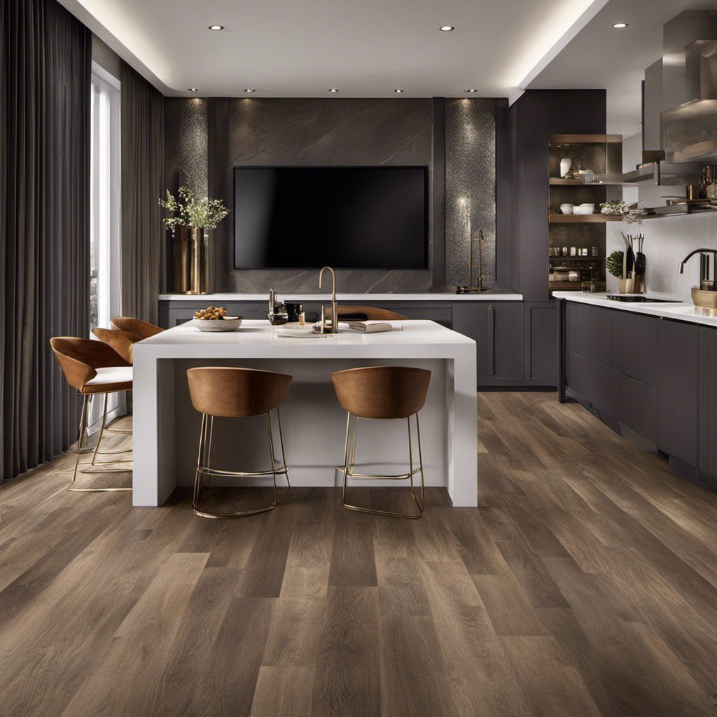 An image showcasing Floor and Decor's wide range of products, including elegant porcelain tiles in various colors and patterns, vibrant hardwood flooring options, luxurious carpets, modern backsplash designs, and an array of decorative accents like stylish lamps and intricate wall art
