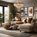 An image featuring a cozy living room adorned with plush cushions in earthy tones, an elegant chandelier casting a warm glow, and a gallery wall displaying framed memories, encapsulating the essence of home decor