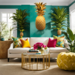 An image that features a vibrant, tropical-themed living room