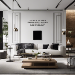 An image showcasing a minimalist, modern living room adorned with elegant home goods and decor