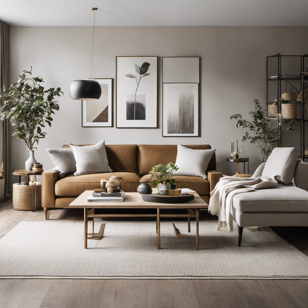 An image showcasing a cozy living room with a minimalist aesthetic