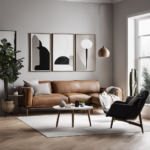 An image showcasing a minimalist living room in Scandinavian home decor style