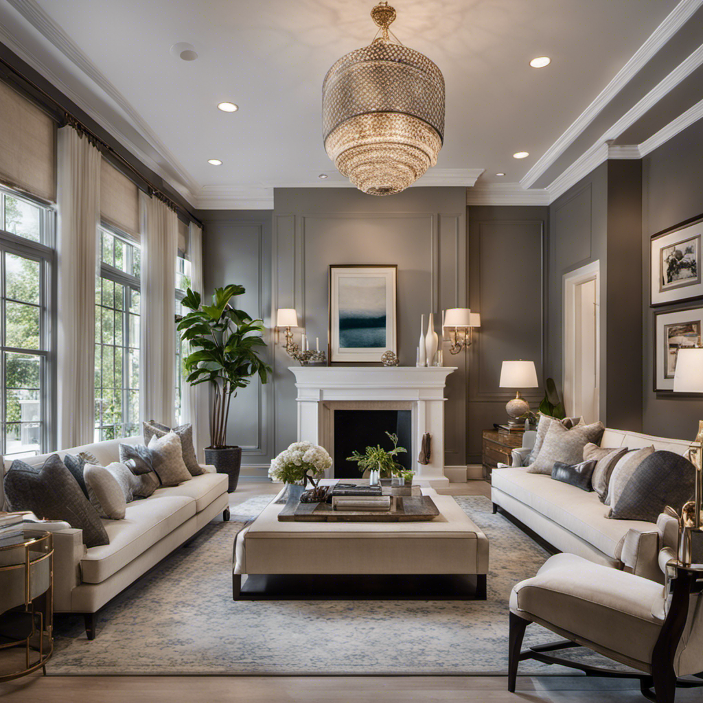An image showcasing a harmonious blend of traditional and contemporary elements, with refined neutral tones, luxurious textures, and balanced symmetry
