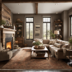 An image showcasing a cozy living room with a rustic farmhouse aesthetic