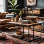 An image featuring a variety of meticulously arranged furniture pieces, including a rustic wooden coffee table adorned with vintage books, a modern minimalist chair, and a vibrant bohemian rug, capturing the essence of diverse home decor styles