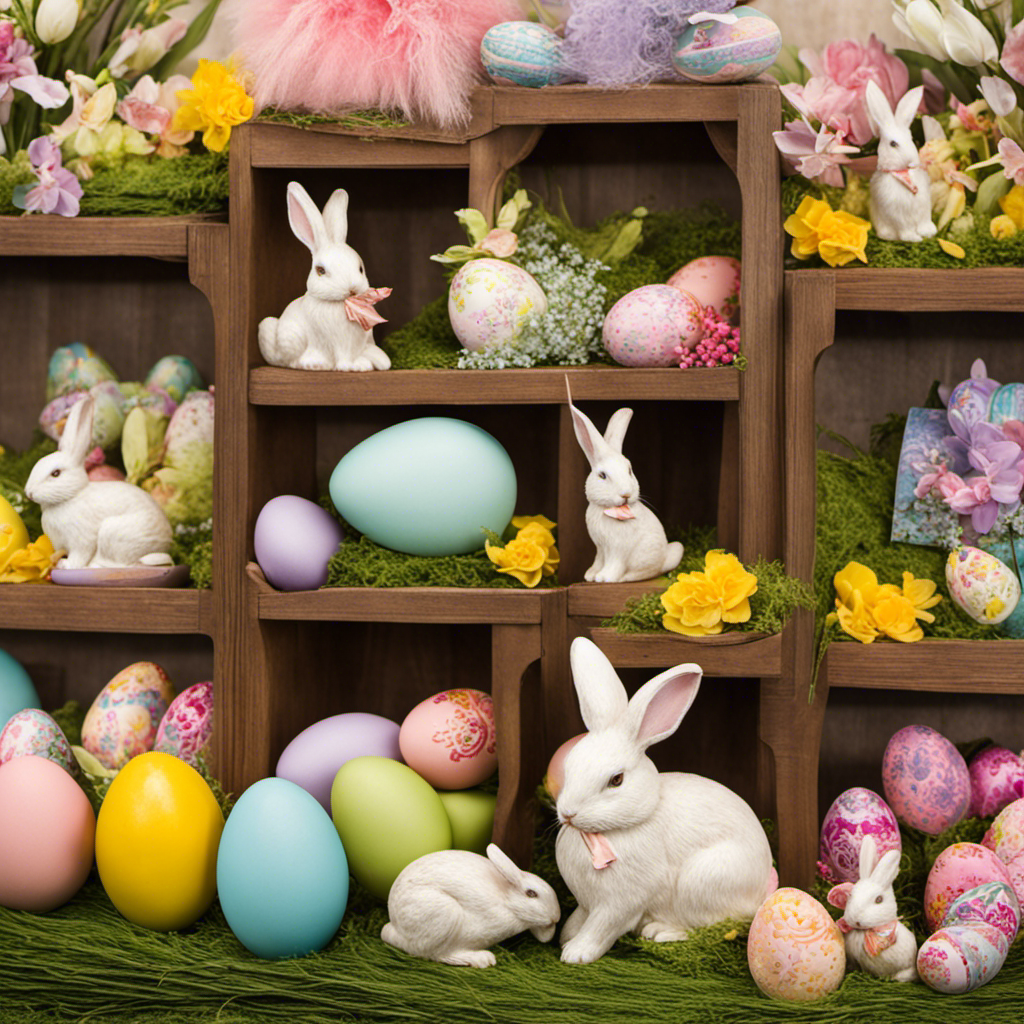 An image showcasing a vibrant display of Easter-themed decorations at Hobby Lobby, with vibrant pastel colors, delicate floral arrangements, intricately designed eggs, and whimsical bunny figures, enticing readers to explore the anticipated Easter decor sale