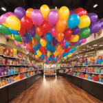 An image showcasing a vibrant party store aisle, bursting with colorful balloons, shimmering banners, and an assortment of thematic decorations, enticing readers to explore the ultimate destination for all their party decor needs