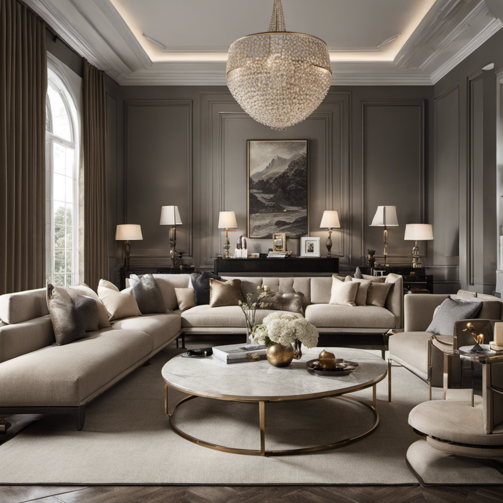An image showcasing a perfectly arranged living room, adorned with meticulously curated decor