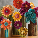 An image showcasing a vibrant collage of paper towel roll home decor projects, capturing the intricate details of handcrafted flower vases, ornate candle holders, and whimsical wall art, all made from recycled materials