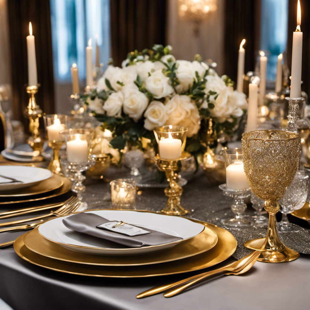 An image showcasing a stunning table setting adorned with a harmonious blend of opulent gold and elegant silver accents