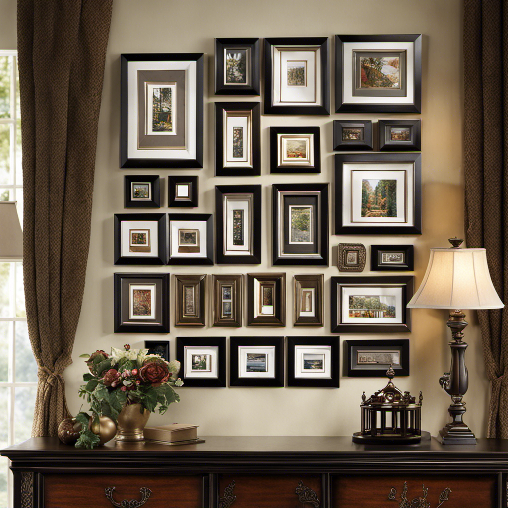 An image that captures the essence of small wall decor, showcasing a tastefully arranged gallery of miniature frames, mirrors, and delicate ornaments, instantly catching the eye of any visitor stepping into the space