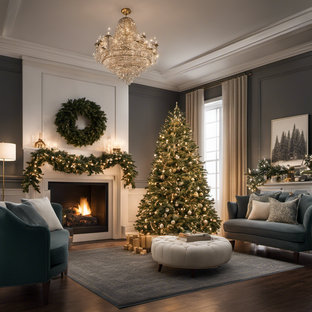 An image showcasing a living room adorned with elegant, minimalist holiday decor