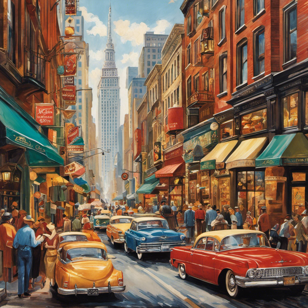 An image showcasing a bustling city street filled with a diverse array of home decor establishments, ranging from elegant boutiques to quirky vintage shops, reflecting the abundance and variety of home decor options in the United States