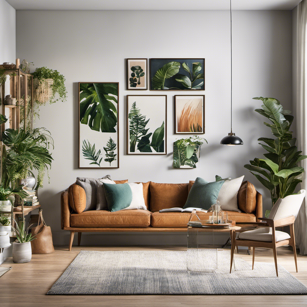 An image showcasing a variety of wall decor options, including framed artwork, floating shelves adorned with plants and books, tapestries, and a statement mirror, to visually guide readers on how to choose wall decor for their space