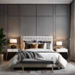 An image showcasing a cozy bed adorned with layers of plush blankets and cushions in various textures, complemented by a sleek headboard and a stunning wall art arrangement, inspiring readers to spruce up their own beds