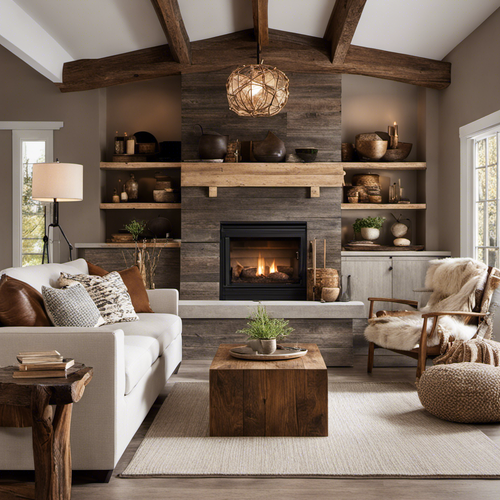 An image showcasing a harmonious blend of rustic textures, warm earthy tones, and natural elements