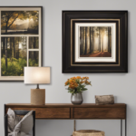 An image depicting a step-by-step guide on hanging wall decor with a frame