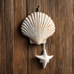 An image showcasing the step-by-step process of crafting a seashell wall hook decor