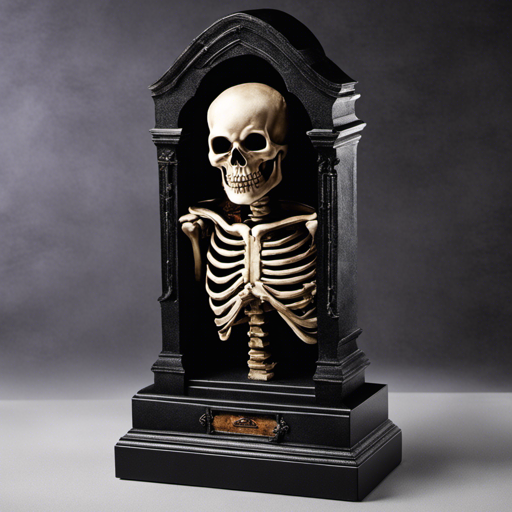 An image showcasing a spooky Halloween scene with a sound-activated decoration, such as a skeleton popping out of a tombstone, connected to a hidden speaker