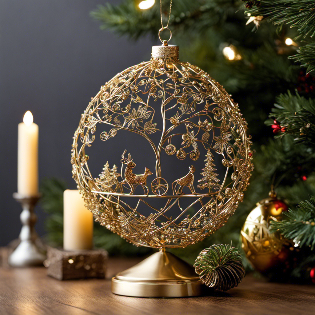 An enticing image showcasing the step-by-step process of crafting intricate wire art Christmas decor