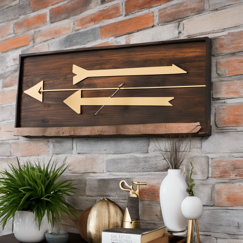 An image showcasing the step-by-step process of crafting wooden arrow wall decor