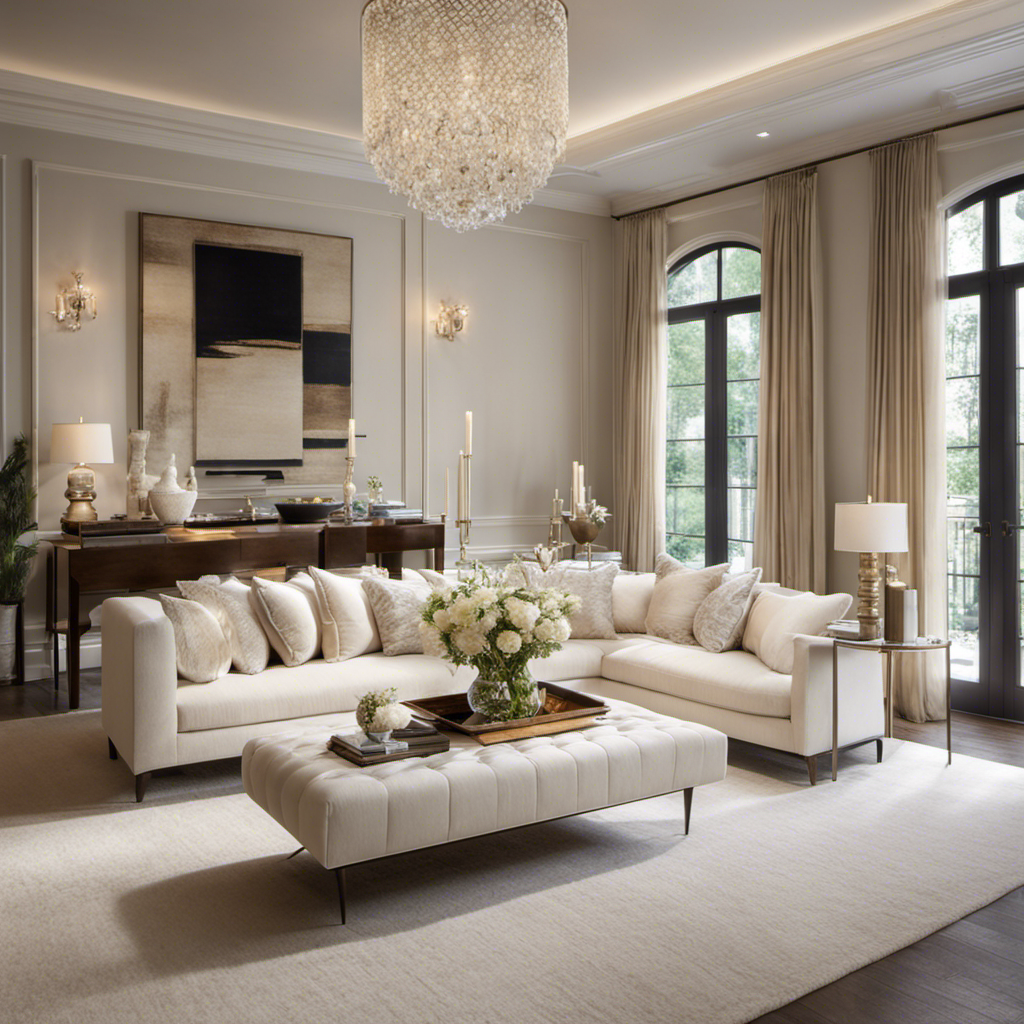 An image featuring a serene living room adorned with cream white decor