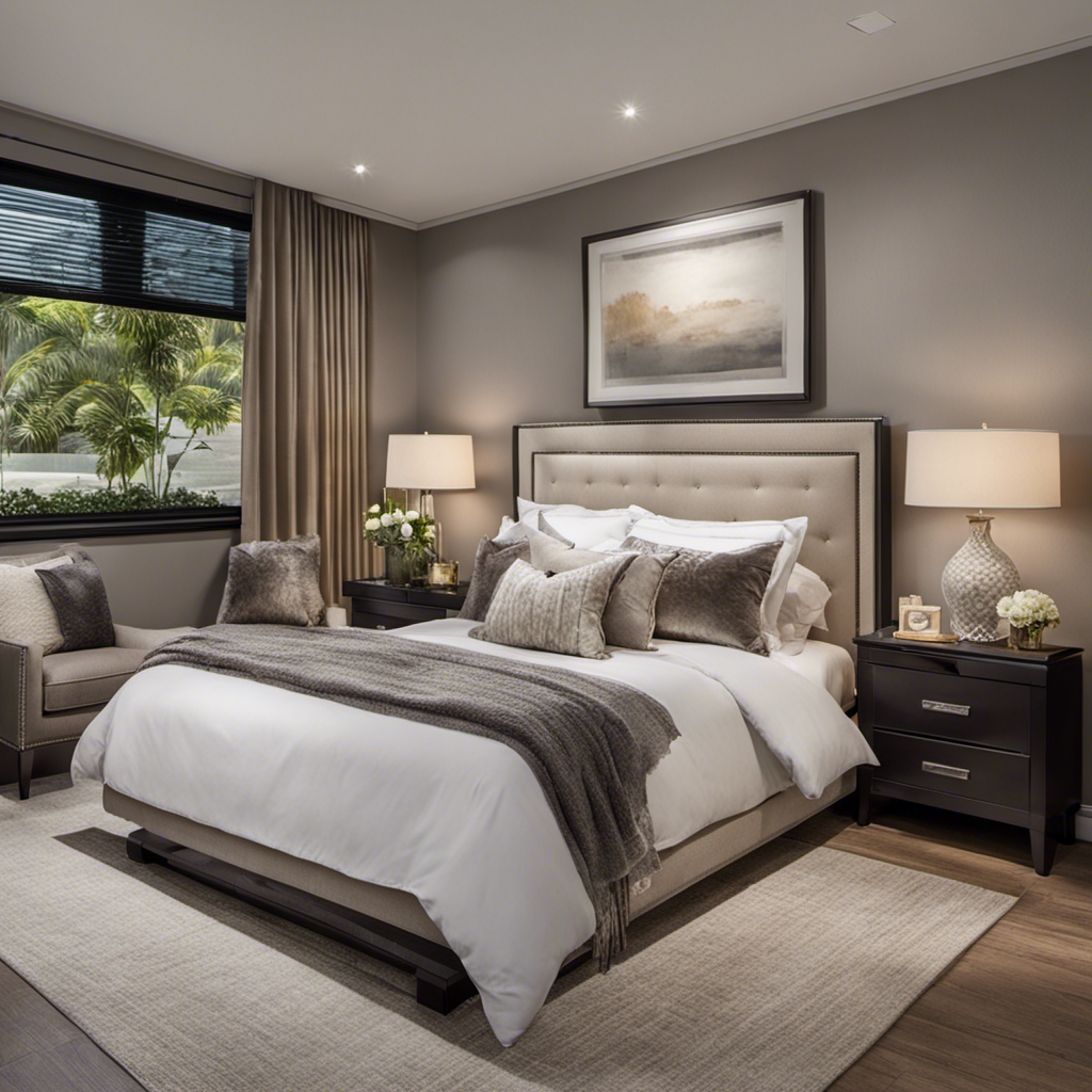 An image that showcases a cozy bedroom with a beautifully adorned decor bed