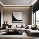 An image showcasing a minimalist living room, adorned with clean lines, neutral colors, and sleek furniture