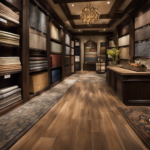 An image showcasing a floor filled with a diverse array of stunning tile patterns, hardwood planks, and luxurious carpets from various brands, all neatly arranged in an expansive showroom at Floor and Decor