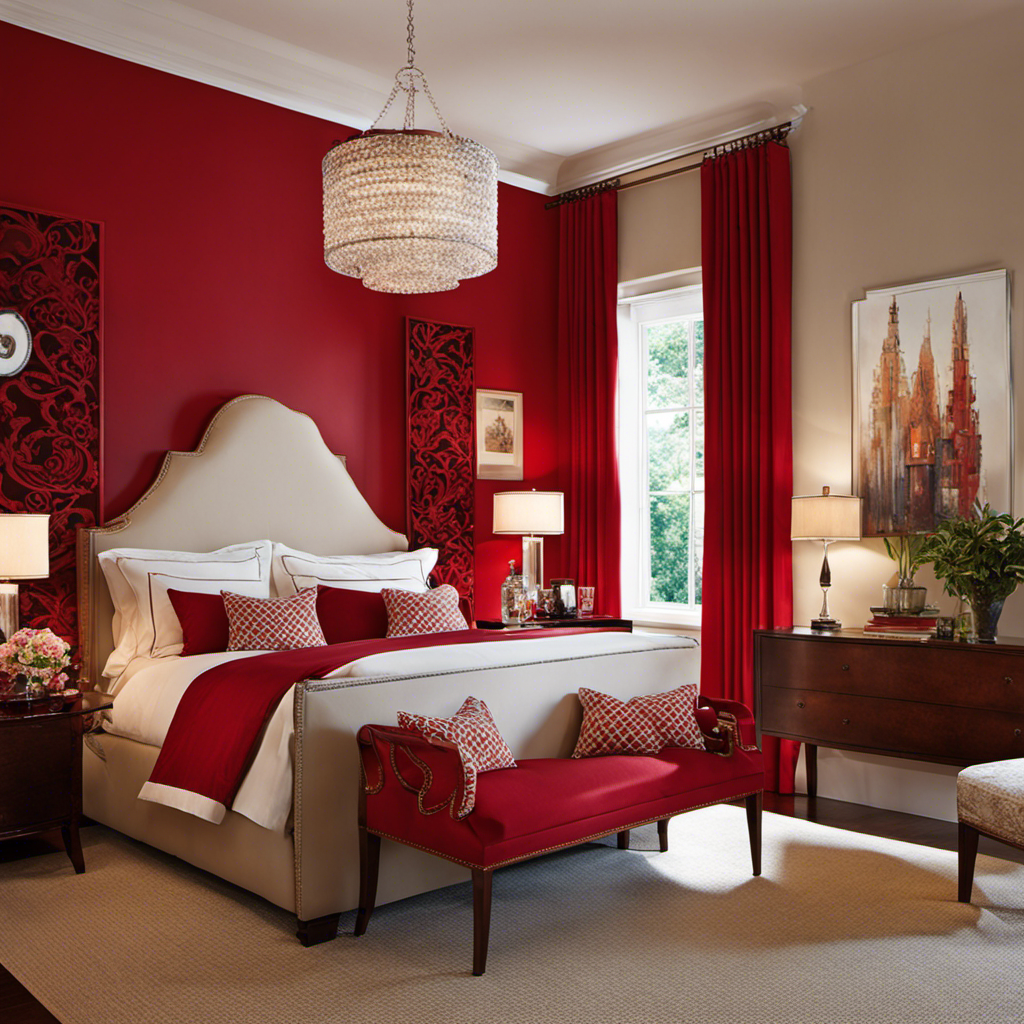 An image showcasing a room with vibrant red decor