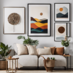 An image showcasing a diverse array of wall decor options: a vibrant gallery wall with framed art, a minimalist geometric wall hanging, a rustic macramé tapestry, and a modern metal sculpture, offering alternatives to windmill decor