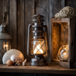 An image showcasing a rustic fisherman's lantern transformed into a captivating decor piece