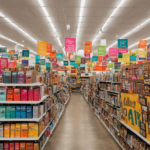 An image that showcases the vibrant aisles of Hobby Lobby, adorned with markdown signs and colorful wall decor displays